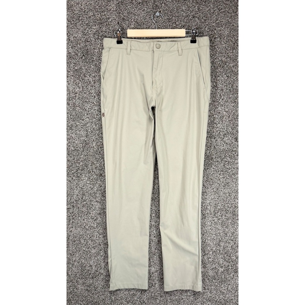 Rhone Commuter Pants Mens 33/32 Beige Chino Performance Trousers Reflective Tech
